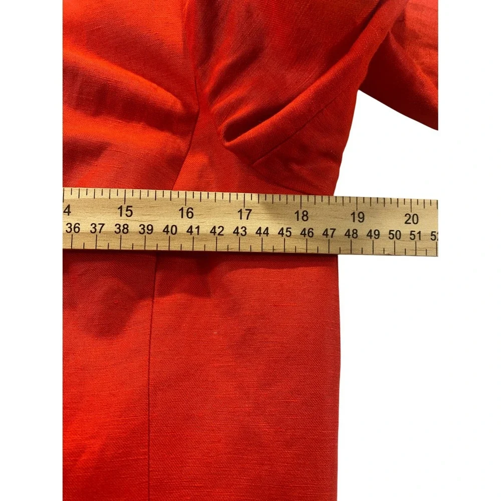 Jones‎ New York Suits Red Linen Blend Collarless Zip Front Jacket Womens 4